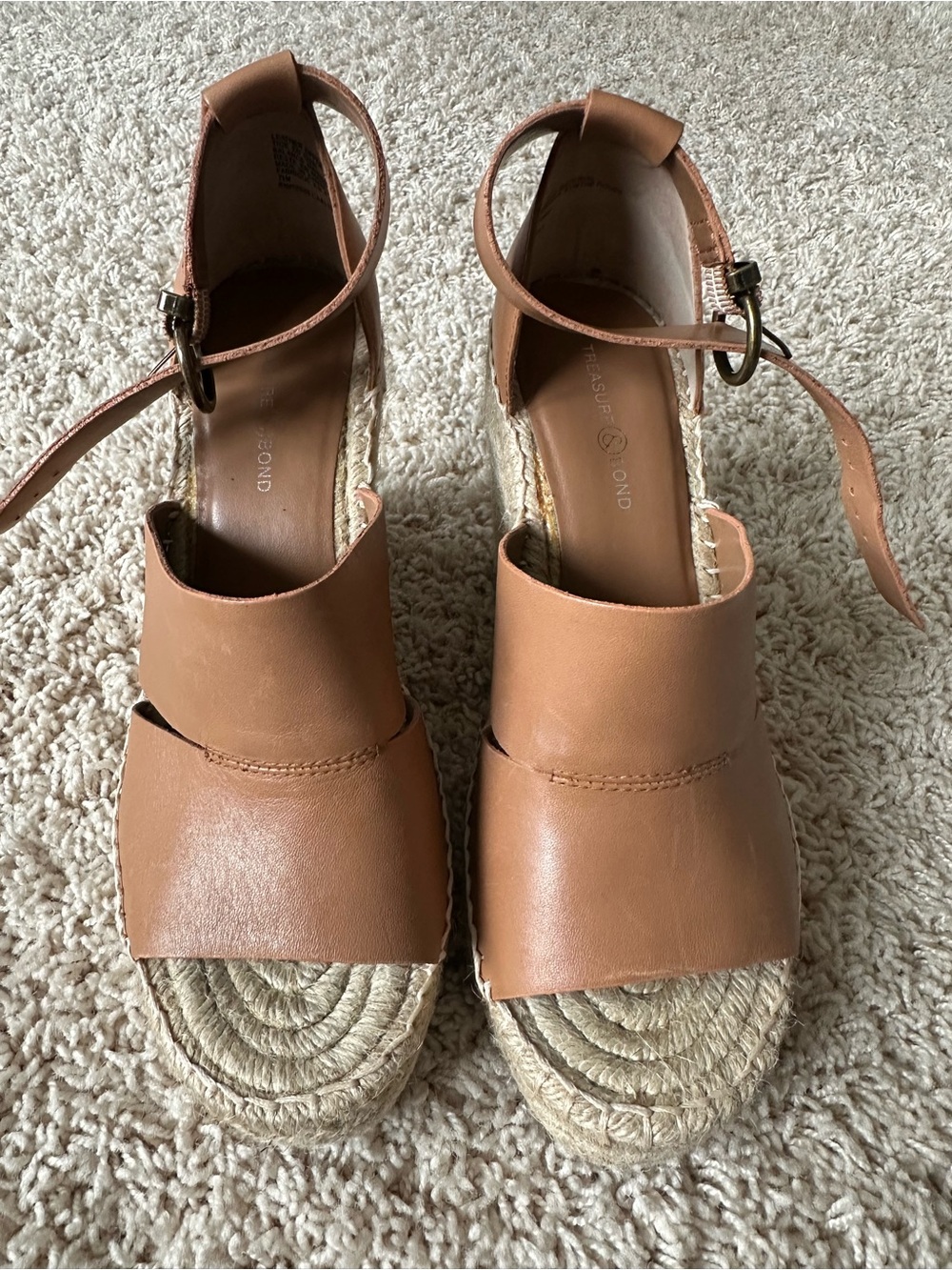 Treasure & Bond Cognac Leather Platform Espadrille Sandals